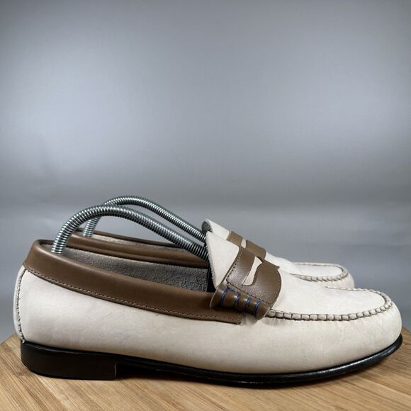 GH Bass Weejuns Ivory Leather Penny Loafers Women's Size 9.5  Preppy - Picture 1 of 8